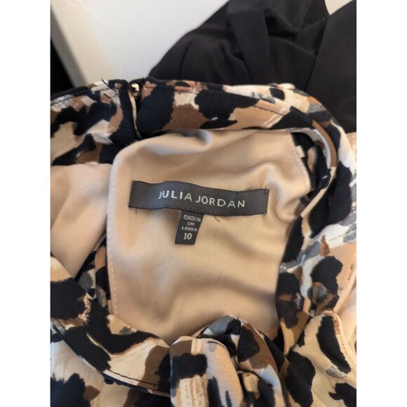 Leopard Print Halter Neck Julia Jordan Jumpsuit With Wide Leg Pants Size 10 - Picture 4 of 5